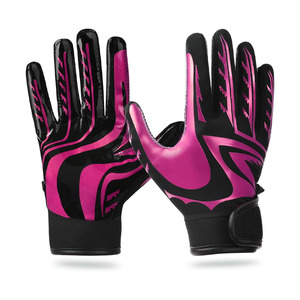 Newly Arrived Professional American Football Receiver Gloves Custom Designs High Grip <b>Sticky</b> Palm Polyester Spandex Full Finger - Product Image 1