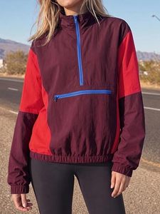 <b>Women</b> Color Block <b>Windbreaker</b> <b>Jacket</b> Lightweight Zip Up Pullover Outerwear <b>for</b> Running Travel Outdoor - Product Image 4