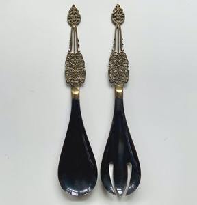 ชุดเซิฟเวอร์สลัดฮอร์นธรรมชาติคุณภาพเยี่ยมช้อนและส้อม2ชิ้นชุดที่เสิร์ฟสลัดส่วนบุคคลเครื่องครัวและอุปกรณ์บนโต๊ะอาหารแบบผสม - Product Image 3