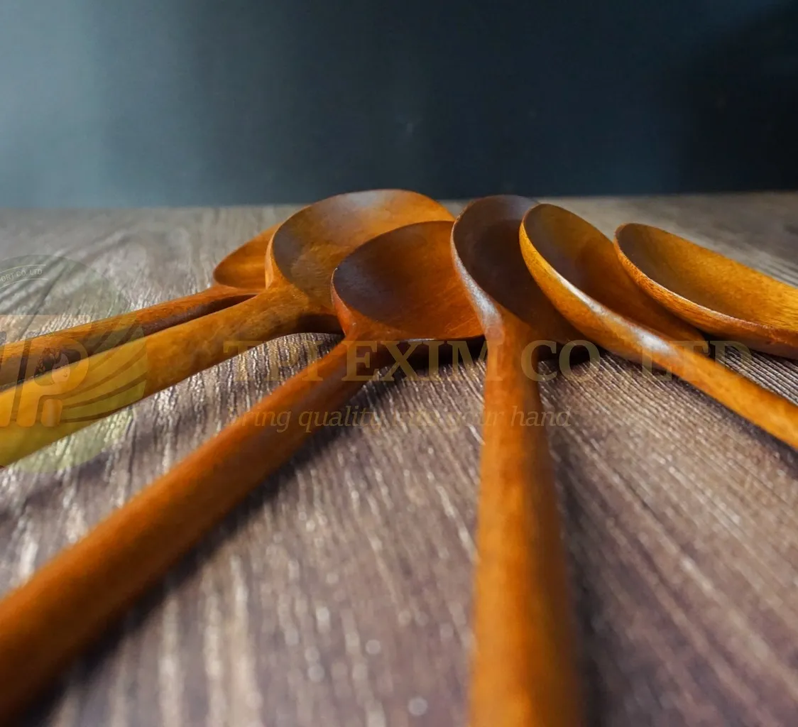 Cuillère en bois ensemble de serveur artisanat en gros fantaisie en bois Long manche servant du thé en vrac cuillères promotionnelles