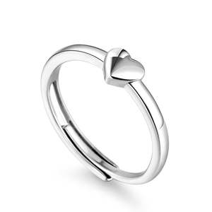 Jeulia Vows of Love Heart Design Bezel Set วงแหวนเงินสเตอร์ลิงแบบปรับได้สำหรับผู้หญิง - Product Image 3