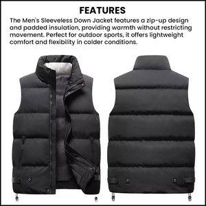 Chaqueta de plumón sin mangas para hombre con cierre de cremallera, ligera y aislada para deportes al aire libre y protección contra todo tipo de clima - Product Image 5