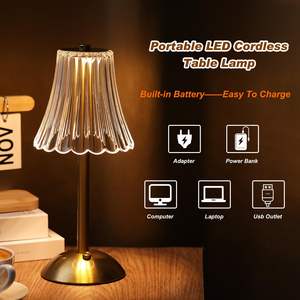Lampe de table de bureau en métal LED rechargeable sans fil à commande tactile, à intensité variable, pour la maison, le bar, la chambre à coucher, luxe - Product Image 1