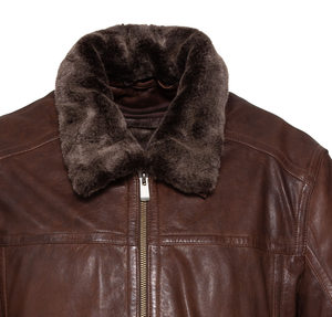 Vente en gros Logo personnalisé col en fourrure Vestes en cuir pour hommes à manches longues Veste en cuir col en fourrure Veste en cuir - Product Image 4