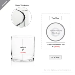 VCY0808 - Vase en verre cylindrique - 8 x 8 - Product Image 1