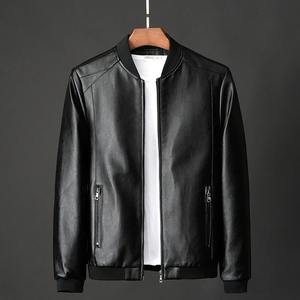 Veste en cuir pour hommes au printemps et à l'automne, veste à col montant en cuir PU à la mode tendance et populaire - Product Image 2