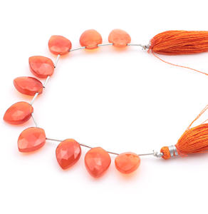 Pierres précieuses en vrac de cornaline à facettes orange perles en forme de goutte polies pour la fabrication de bijoux pour bracelets et collier - Product Image 1