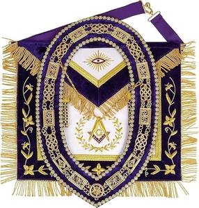 MASONIC GRAND LODGE MASTER MASON 100% DELANTAL DE PIEL DE CORDERO CON COLLAR DE CADENA HECHO A MANO - Product Image 1