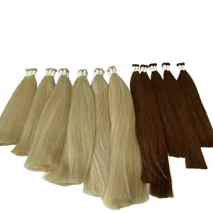 Customized Color Russian Human Hair Double Drawn European Black Blonde Bulk Hair Extension No Weft