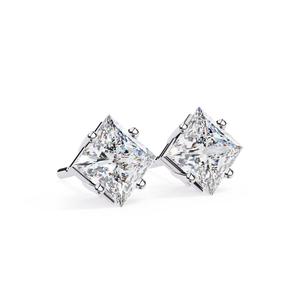 Pendientes de Botón Clásicos de Lujo de Oro Sólido de 18K, para Boda, Compromiso, con Diamante Cultivado en Laboratorio, Corte Princesa, Certificado IGI - Product Image 3