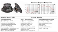 Caisson de basses audio professionnel de 21 pouces alimenté par 6400W, pilote de haut-parleur de basse à usage intensif, Caisson de basses de 21 pouces direct d'usine en Chine