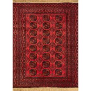 Tapis en laine noués à la main de style bohème Kiaan, motifs géométriques abstraits rouge-orange pour la maison, la chambre, le salon, le couloir - SVTK-93 - Product Image 1