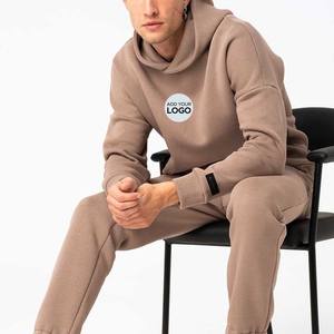 Men's <b>Tracksuit</b> Plain 2-Piece Fleece Sweatshirt Men's Winter Fleece Lined Cotton <b>Tracksuit</b> Set - Product Image 5