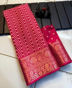 Dernière collection de saris indiens en coton et soie Tissu en lin imprimé pour mariage Sari spécial pour filles Fête Occasion Prix de marché - Product Image 2