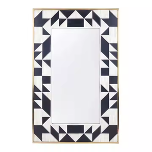 Bone <b>Mirror</b> 30 Inch Round Artisanal Home Accent Natural Bone Inlay <b>Mirror</b> by crescent <b>crafts</b> - Product Image 2