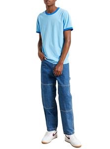 เสื้อยืดแขนสั้นสีฟ้าอ่อนทรงปกติแต่งขอบตัดสีสำหรับผู้ชาย - Product Image 3