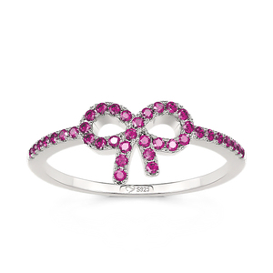 Jeulia Chic <b>Thin</b> Bow <b>Ring</b> Sterling Silver Pave Setting Gold Plated Adjustable - Product Image 1