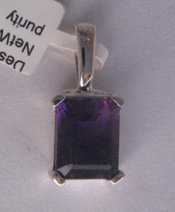 Shah Gems - Colgante de Plata de Ley 925 con Amatista Natural, Bañado en Rodio, Forma Geométrica, Oro Rosa de 14K, Diamante Principal, para Mujer - Product Image 1
