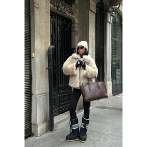 Manteau en fausse fourrure beige pour femme FUR KISA - Product Image 6