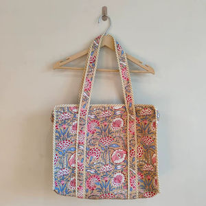 Sac fourre-tout en coton de luxe fait à la main, imprimé léopard vert olive, matelassé, pour le shopping, le marché, le transport quotidien, léger, meilleur sac, Rajasthan - Product Image 1