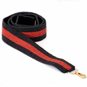 Handcraft Exclusive Beaded Embroidery Black & <b>Red</b> Crossbody Strap <b>Belt</b> With Statement Look And Fashion Touch From India - Product Image 3