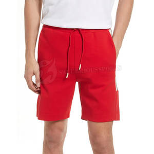 Pantalones Cortos Casuales de Verano para Hombre de Algodón/Poliéster, Color Rojo Sólido, Ecológicos, Servicio OEM, con Cordón - Product Image 1