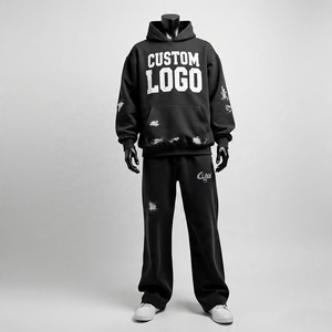 Personalizado al por mayor holgado chándal de los hombres de algodón de lana de poliéster de peso pesado cómodo 500 GSM Oversize chándal hombres cremallera - Product Image 1