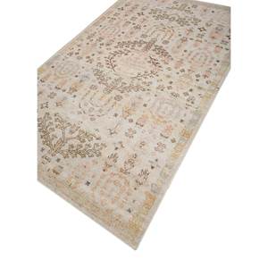 พรมขนสัตว์ถักมือ Erbe สีเบจและสีน้ำตาล ลายเหรียญรูปสี่เหลี่ยมผืนผ้า แบบจิ๊กซอว์ สไตล์ทับริซ สำหรับทางเข้าบ้าน ห้องนั่งเล่น รุ่น GS-1014 - Product Image 2