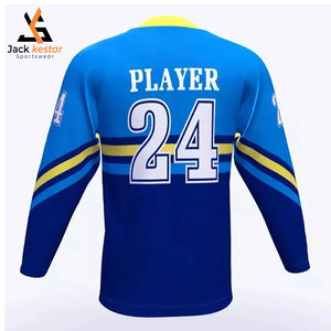 เสื้อฮอกกี้น้ำแข็งแบบซับลิเมชั่น ดีไซน์ใหม่ปี 2025 ผลิตจากโพลีเอสเตอร์ 100%  สามารถปรับแต่งได้สำหรับผู้ชาย พร้อมบริการพิมพ์ลายเสื้อฮอกกี้น้ำแข็ง - Product Image 2