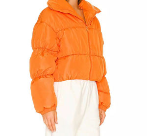 Customize Bold Winter Outerwear Crop Top Design Breathable Modern Feature Quilted Stitching Plus Size Women's Female <b>Jackets</b> - Product Image 2