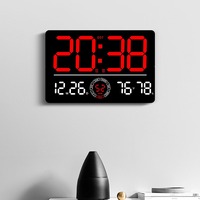 Jam Dinding Digital LED Multifungsi Dengan Bluetooth Pengaturan Waktu Otomatis Tampilan Suhu Kelembaban Timer Hitung Mundur Fungsi DST
