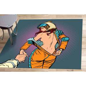 Tapis Astronaute Femme, Tapis Moderne Imprimé pour Salle à Manger, Tapis en Chenille - Product Image 1