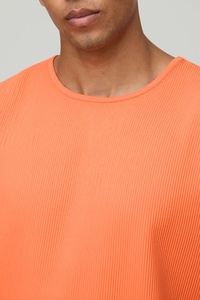 T-shirt en coton orange uni pour homme, coupe classique, manches courtes, col rond, décontracté, tricoté, design uni, 300g, anti-rétrécissement, ROLEIN SPORTS - Product Image 5