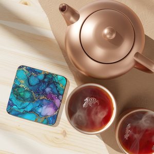 Dessous de verre en bois avec impression artistique, tapis de boisson de table en pierre décorative pour restaurants, utilisation de café, cadeaux d'entreprise, - Product Image 2
