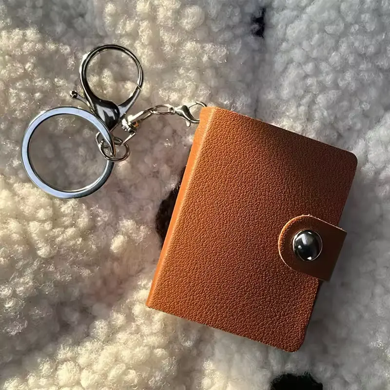Custom DIY 2in 20Pockets Mini Photo album Keychain Memory Picture leather keychain with photo Family Personalize KeyRing Book