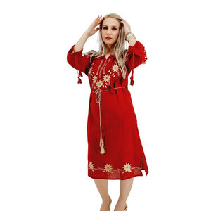 Vestido Midi de algodón para niña, ropa de fiesta bordada, largo, elegante, Primavera - Product Image 1