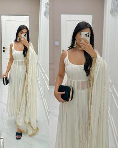 ชุดอินเดีย Heavy NET Anarkali Salwar Kameez ความยาวชั้นยาว Anarkali งานแต่งงาน Salwar ชุด 2023 - Product Image 2