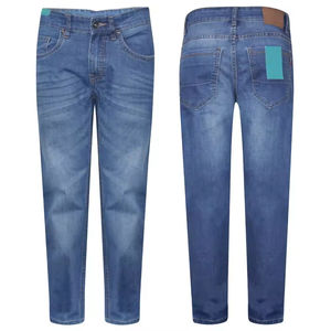 Pantalones vaqueros de hombre personalizados de calidad superior, pantalones ajustados informales rectos con cremallera elástica para verano - Product Image 1