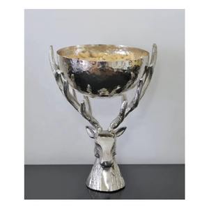 High Quality <b>Stag</b> <b>Head</b> Hammered Aluminium Bowls Nickel Plated Perfect for Salad Snack Fruit Nuts Serving Dining Table Wholesale - Product Image 1