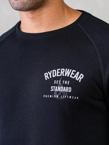 Sweat-shirts noirs pour hommes, sweat-shirt décontracté surdimensionné, tricot lourd de haute qualité, pull à épaules tombantes, 100% coton pour l'automne - Product Image 5