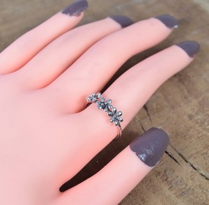 Anillo de flor de margaritas 925 plata esterlina infinito hecho a mano anillo de plata liso media eternidad anillo de mujer regalo para Navidad - Product Image 4