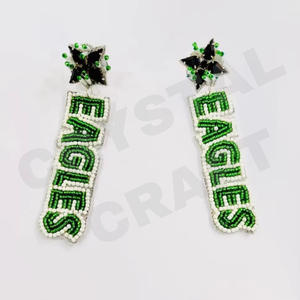 Pendientes de Águilas con cuentas para mujer Color patriótico naranja blanco azul para boda o día conmemorativo - Product Image 1