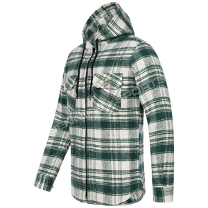 Camisas de franela a cuadros con doble bolsillo para hombre de gran tamaño personalizadas de algodón de poliéster pesado de manga larga Premium para hombre - Product Image 2