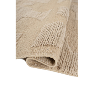 พรมขนสัตว์ถักมือสีเบจน้ำตาล Aprezo รุ่น AKWL-2104 ลายแบบนามธรรม สำหรับห้องนั่งเล่น พรมปูพื้นบ้าน สำหรับทางเข้าบ้าน โถงทางเดิน ห้องวัยรุ่น - Product Image 2