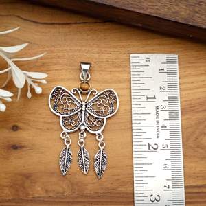 Atrapasueños mariposa latón colgante collar con cadena lindo bohemio espiritual joyería regalo para mujeres y hombres - Product Image 2