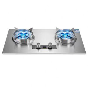 Table de cuisson à gaz encastrable double brûleur en acier inoxydable à commande tactile, haute performance thermique, classe énergétique domestique disponible - Product Image 4