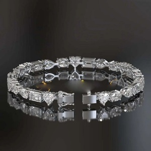 Bracelet de tennis en diamants de laboratoire pour femmes et hommes, bracelet de tennis en diamants taillés mélangés, bracelet en diamants en or massif - Product Image 2