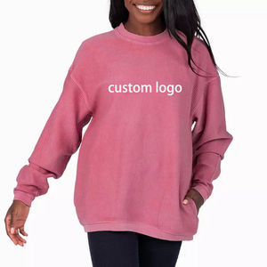 Jersey de manga larga de alta calidad, sudadera gruesa de algodón con cuello redondo, sudaderas con capucha con hombros caídos y logotipo personalizado para mujer, sudaderas - Product Image 5
