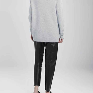 Pantalon en cuir d'agneau pour femme avec impression personnalisée, coupe régulière, longueur entière, décontracté, hiver, plat, imperméable, PU - Product Image 6