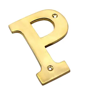 Piring pintu alfabet angka rumah kualitas tinggi untuk apartemen ruang kantor tanda huruf angka kuningan logam